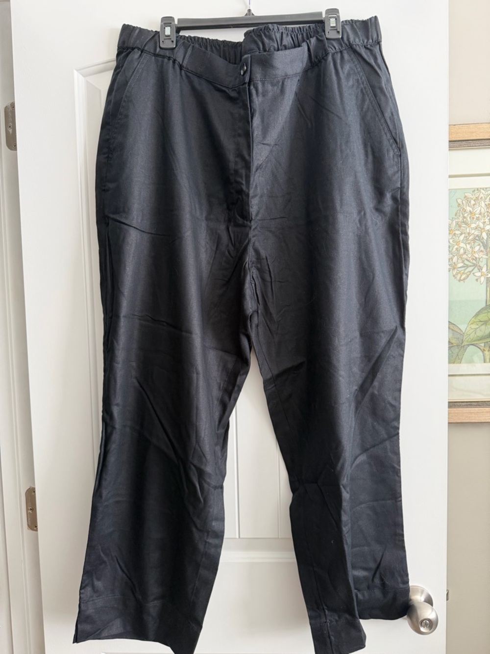 Banana Republic Linen Black Elastic-Waist Pants